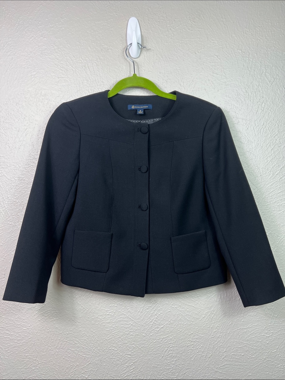 Brooks Brothers Black Wool Blend Crop Jacket 4